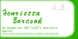 henrietta borcsok business card